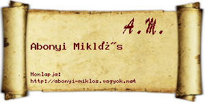 Abonyi Miklós névjegykártya