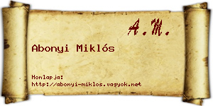 Abonyi Miklós névjegykártya